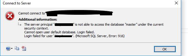 Microsoft Sql Server Error 916